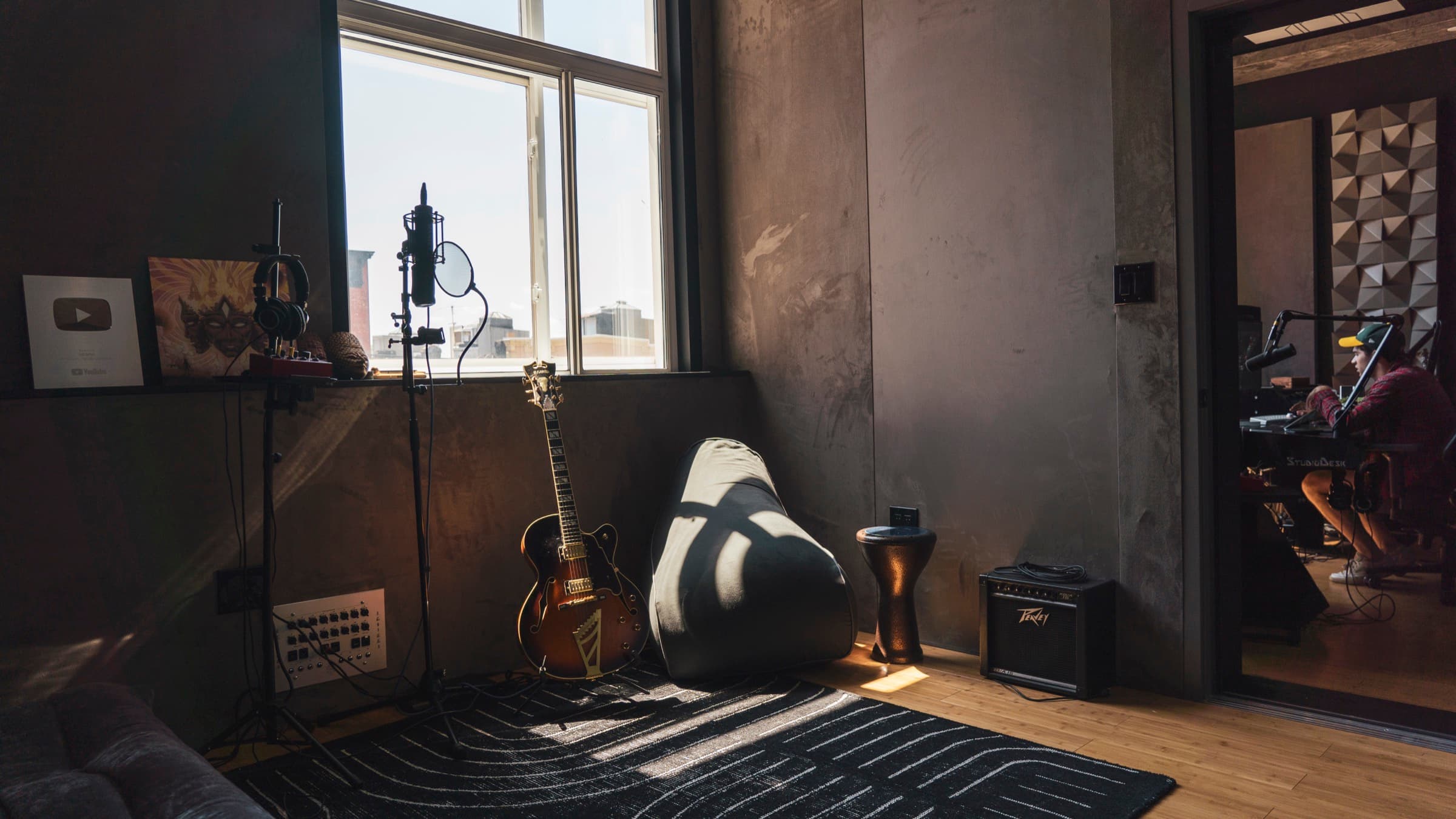 Floated vocal booth at Antenna Studios with soundproofing treatment